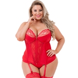 Lovehoney Plus Size Treasure Me Red Push-Up Basque Set