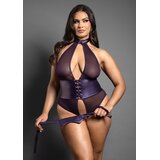 Open Lace-Up Teddy and Blindfold - Queen Size