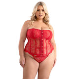 Busk Front Lace Corset and G-string - Queen Size