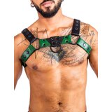 Bulldog Bondage Harness Black/Green - One Size