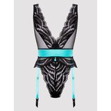 Lovehoney Empress Blue Satin and Lace Body - Small - Blue