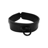Black Leather Collar with Black Hardware