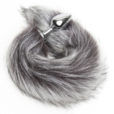 DOMINIX Deluxe Stainless Steel Medium Faux Silver Fox Tail Butt Plug