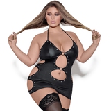 Exposed Lust Plus Size Selene Fetish Wet Look Dress Set