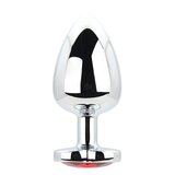 Toosh Heart Shaped Silver Butt Plug with Red Stone Large
