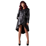 Double Breasted Leather Coat with Rear Corset Details