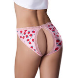 Sweet Treats Split Back and Crotchless Panty with Lube - Strawberry - Queen Size