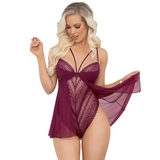 Escante Wine Lace and Mesh Underwired Body