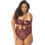 Oh La La Cheri Plus Size Wine Lace Cut-Out Half Cup Body