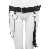 DOMINIX Deluxe Leather Belt with Detachable Flogger S/M