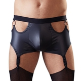 Svenjoyment Wet Look Cut-Out Boxers with Suspenders