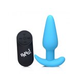 Remote Control 21X Vibrating Silicone Butt Plug - Blue