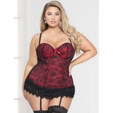 Seven 'til Midnight Plus Size Red Lace Bustier Set