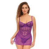 Underwire Floral Babydoll - Imperial Purple - Small