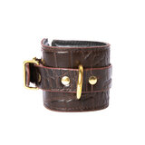 Brown Embossed Leather Ankle Cuffs