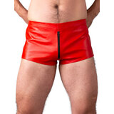 Front Zip Leather Boxers in Red
