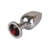 6 Sided Large Metal Butt Plug With Red Jewel