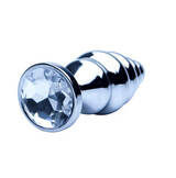 Precious Metals Ribbed Silver Anal Plug