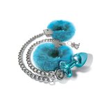 Nixie Metal Butt Plug and Furry Handcuff Set - Blue