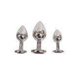 Purple Jewelled Metal Butt Plug - Set of 3