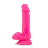 6 Inch Dual Density Cock with Balls Neon Pink