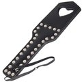Love Heart Leather Studded Spanking Paddle - 12 Inch