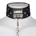 Nightshade Black Leather Studded Collar with Leash