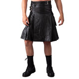 Long Leather Kilt with Pockets