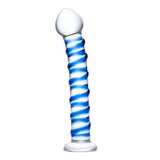 7" Blue Spiral Glass Dildo