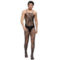 Black Lace Crotchless Male Bodystocking