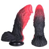 Dragon Fantasy 7-Inch Girthy Strap-On Dildo in Premium Red & Black Silicone