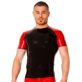 Black Raglan Latex T-Shirt With Red Sahara Sleeves