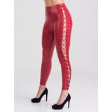 Lovehoney Fierce Leather-Look Lace-Up Red Leggings - Medium - Red