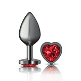 Deep Red Heart Gem Gunmetal Metal Plug - Medium