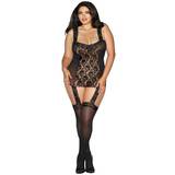 Dreamgirl Plus Size Sheer Lace All-In-One Garter Dress and Stockings