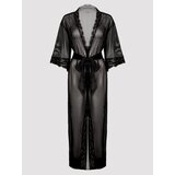 Lovehoney Plus Size Empress Black Mesh Long Robe - One Size Queen - Black