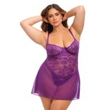 Underwire Floral Babydoll - Imperial Purple - 3X/4X