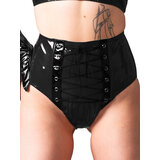 Rhubarb Sensation Lace-Up PVC Knickers Black