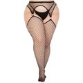 Leg Avenue Net stockings with Garterbelt - Black - Plus size