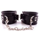 Leather Padded Wrist Cuffs Black